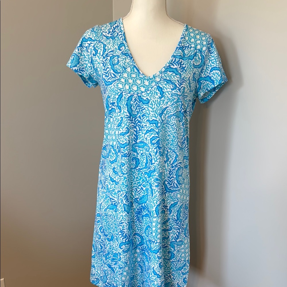 Blue and White Patterned Dress